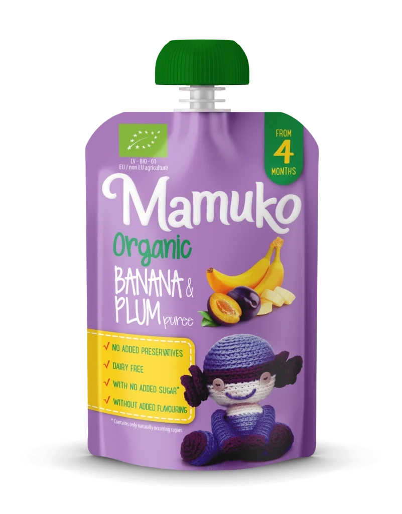Органическое пюре из банана и сливы Mamuko 100 г