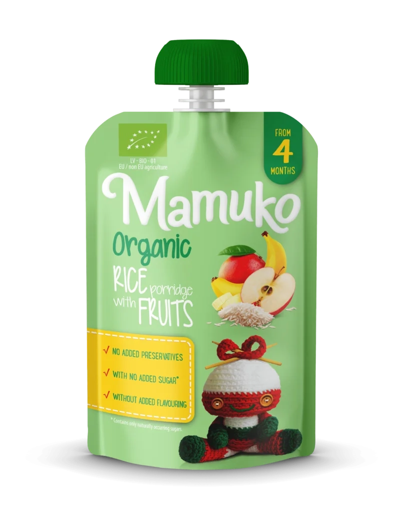Piureu Mamuko de orez și fructe organic 100g