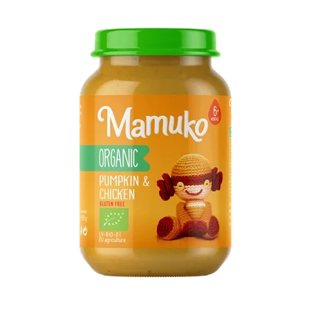 Органическое пюре МАМУКО с тыквой и курицей (с 6 месяцев) 190 г